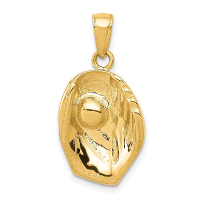 14k Yellow Gold Baseball Glove And Ball Pendant