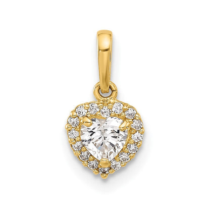 14k Yellow Gold CZ Halo Heart Pendant