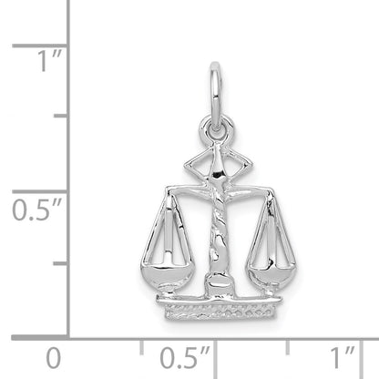 14k White Gold Flat-Backed Scales of Justice Charm Pendant for Women
