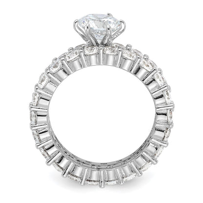 Sterling Silver Rhodium-plated Cubic Zirconia 2 Piece Wedding Set Ring Size 8