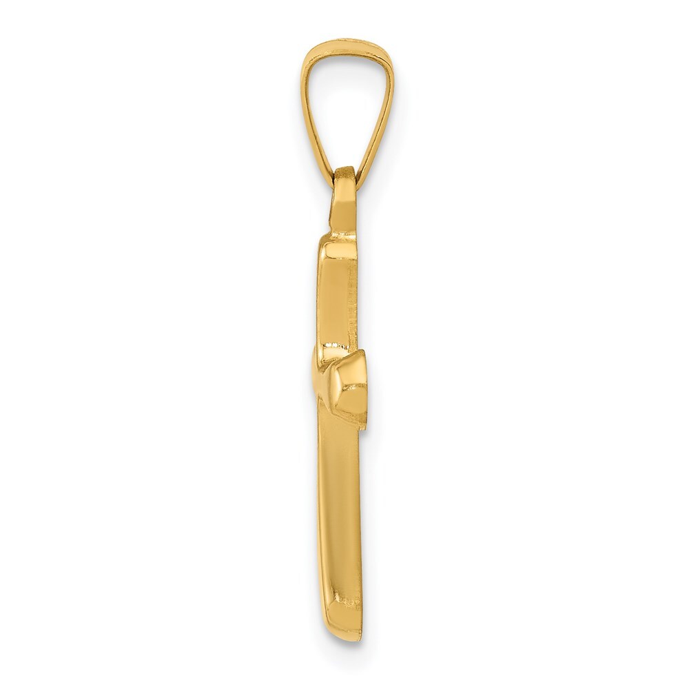 14k Yellow Gold Polished Rounded Cross Pendant for Women