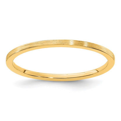 14k Yellow Gold 1.2mm Flat Satin Stackable Band Ring Size 5
