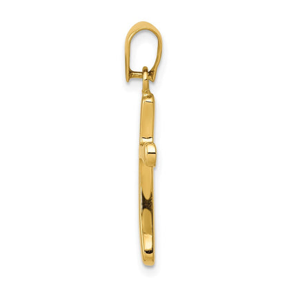 14k Yellow Gold Polished Cross Pendant for Women