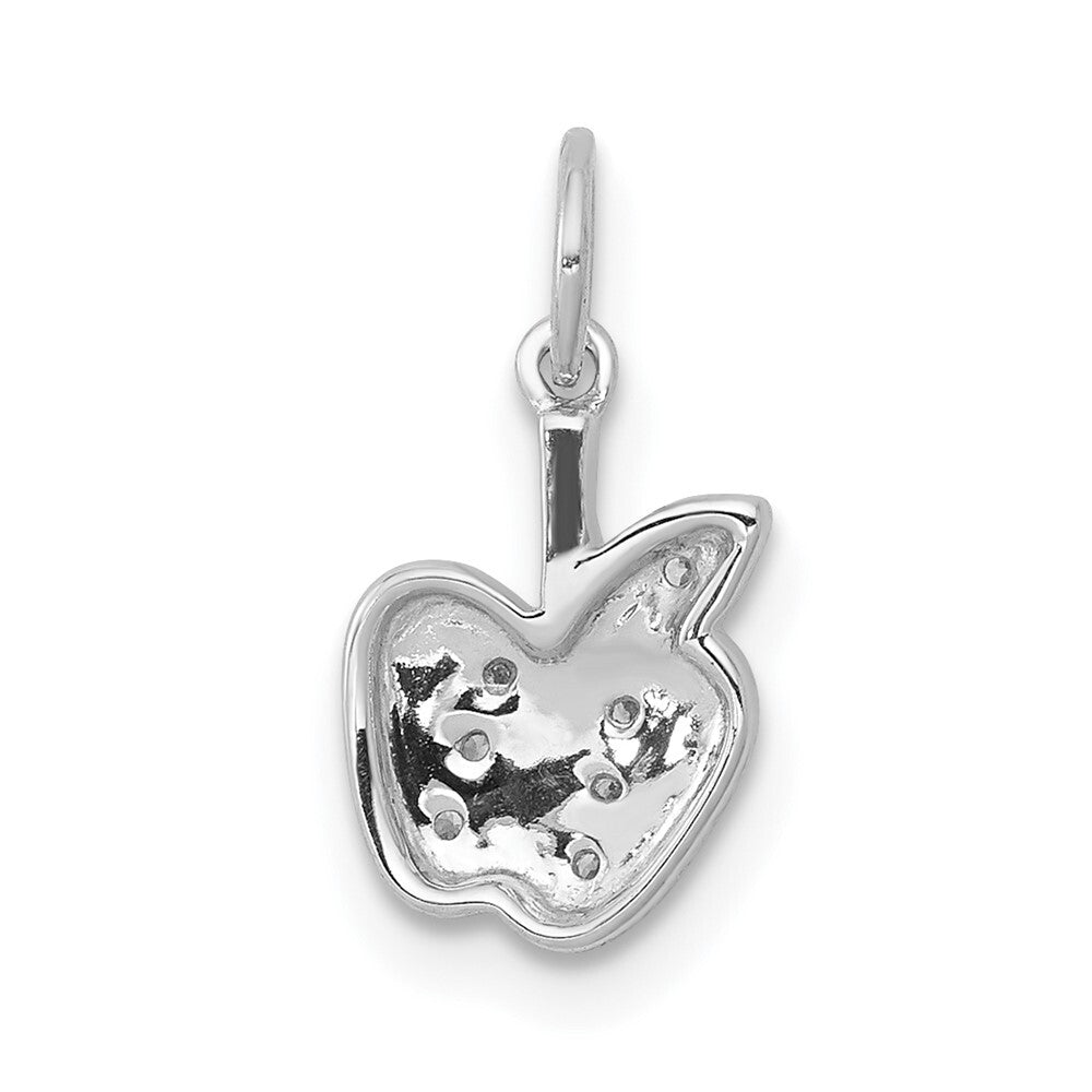 14k White Gold Diamond Apple Charm Pendant for Women