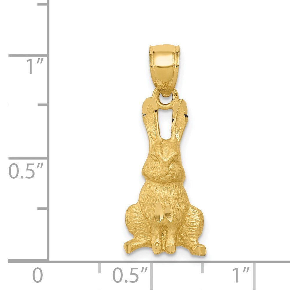 14k Yellow Gold Diamond-cut Rabbit Pendant