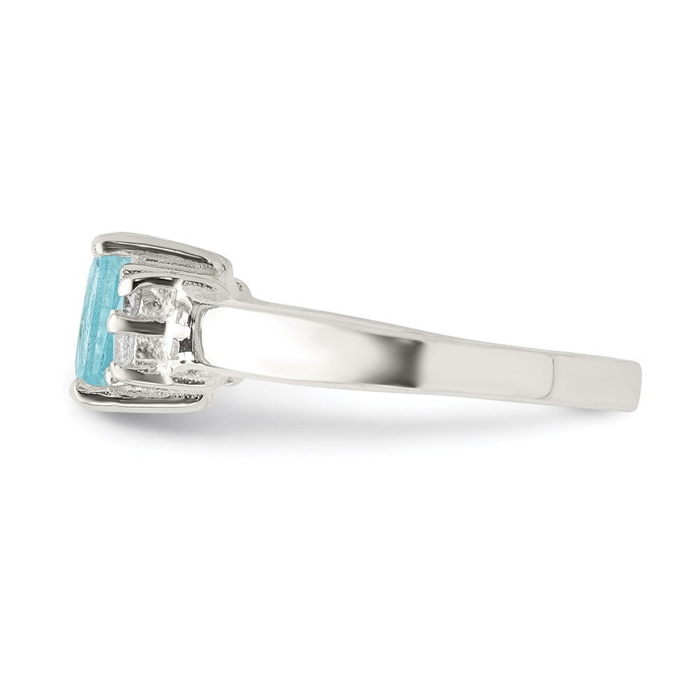 Sterling Silver Light Blue & White Cubic Zirconia Ring Size 6