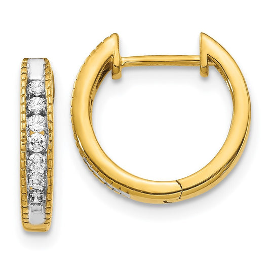 14k Yellow Gold Diamond Hinged Hoop Earrings