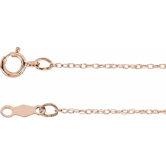 14k Rose Gold .75 mm Rope 20" Chain Necklace Fine Gift for Women