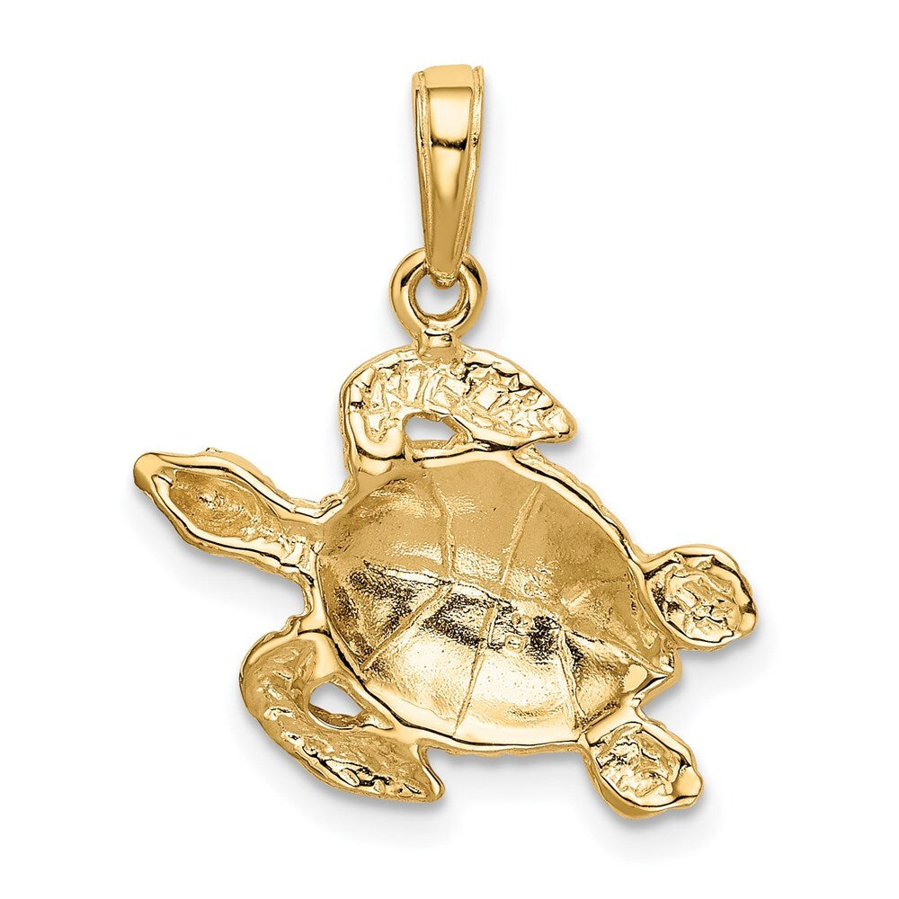 14k Yellow Gold Sea Turtle Pendant for Women
