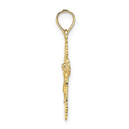 14k Yellow Gold Crucifix  Fancy Tips Charm Pendant for Women