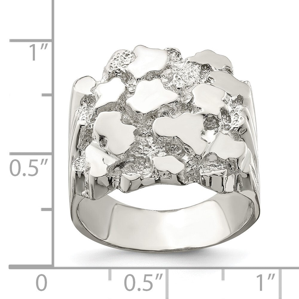Sterling Silver Men's Nugget Ring Size 10