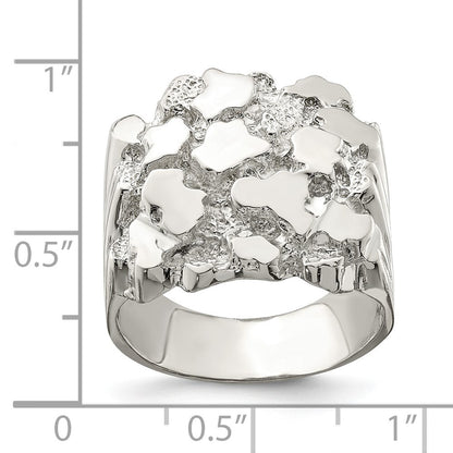Sterling Silver Men's Nugget Ring Size 10