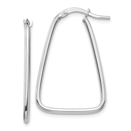 14k White Gold 1.5mm Polished Triangle Dangle Hoop Earrings