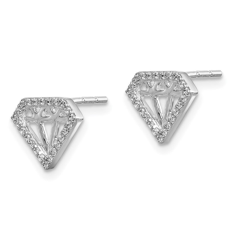 14k White Gold Diamond Gemstone-Shaped Stud Earrings