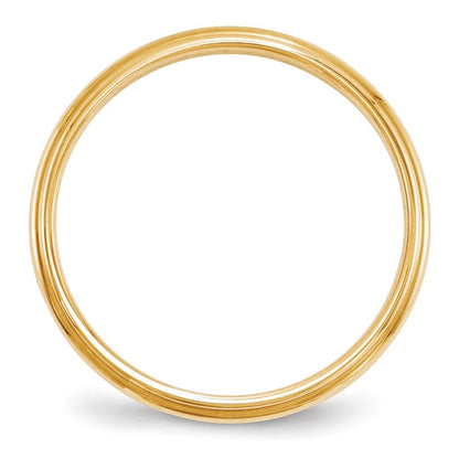14K Yellow Gold Yellow Gold 2.5mm Half Round with Edge Wedding Band Size 8