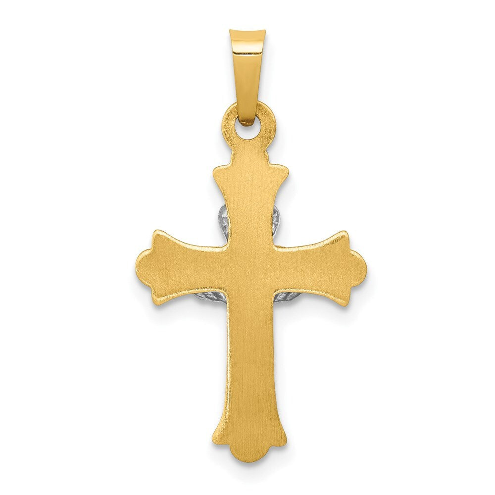 14k Two-tone Gold Claddagh Cross Pendant for Women