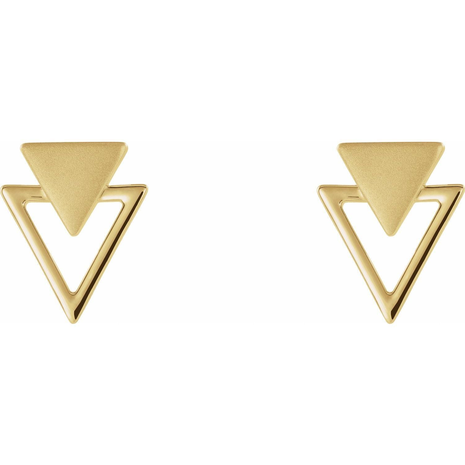 14k Yellow Gold Geometric Stud Earrings   Fine Jewelry Gift for Women