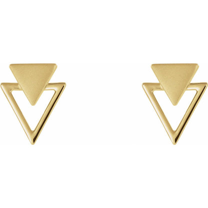 14k Yellow Gold Geometric Stud Earrings   Fine Jewelry Gift for Women