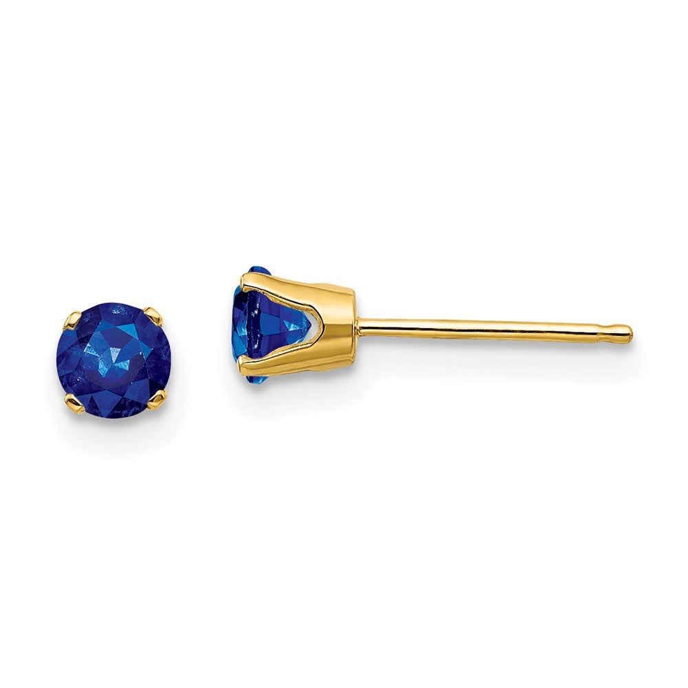 14k Yellow Gold 4mm September/Sapphire Earrings