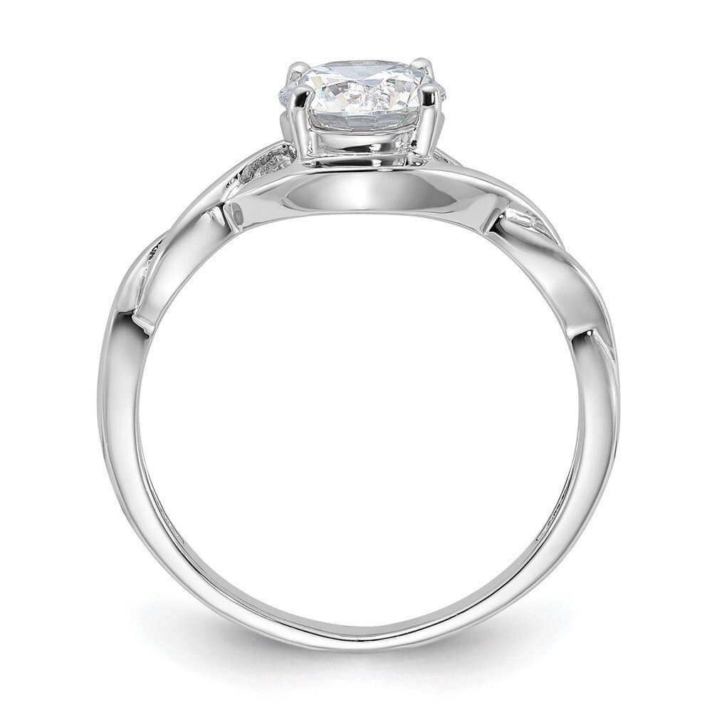 Sterling Silver Rhodium-plated 6.5mm Cubic Zirconia Twisted Ring Size 8