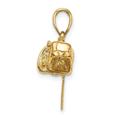 14k Yellow Gold 3-D Small Chain Saw Charm