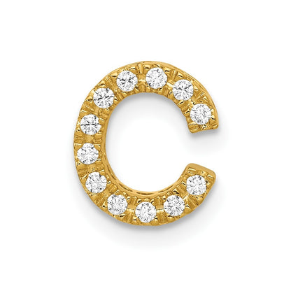 14k Yellow Gold  Diamond Letter C Initial Charm