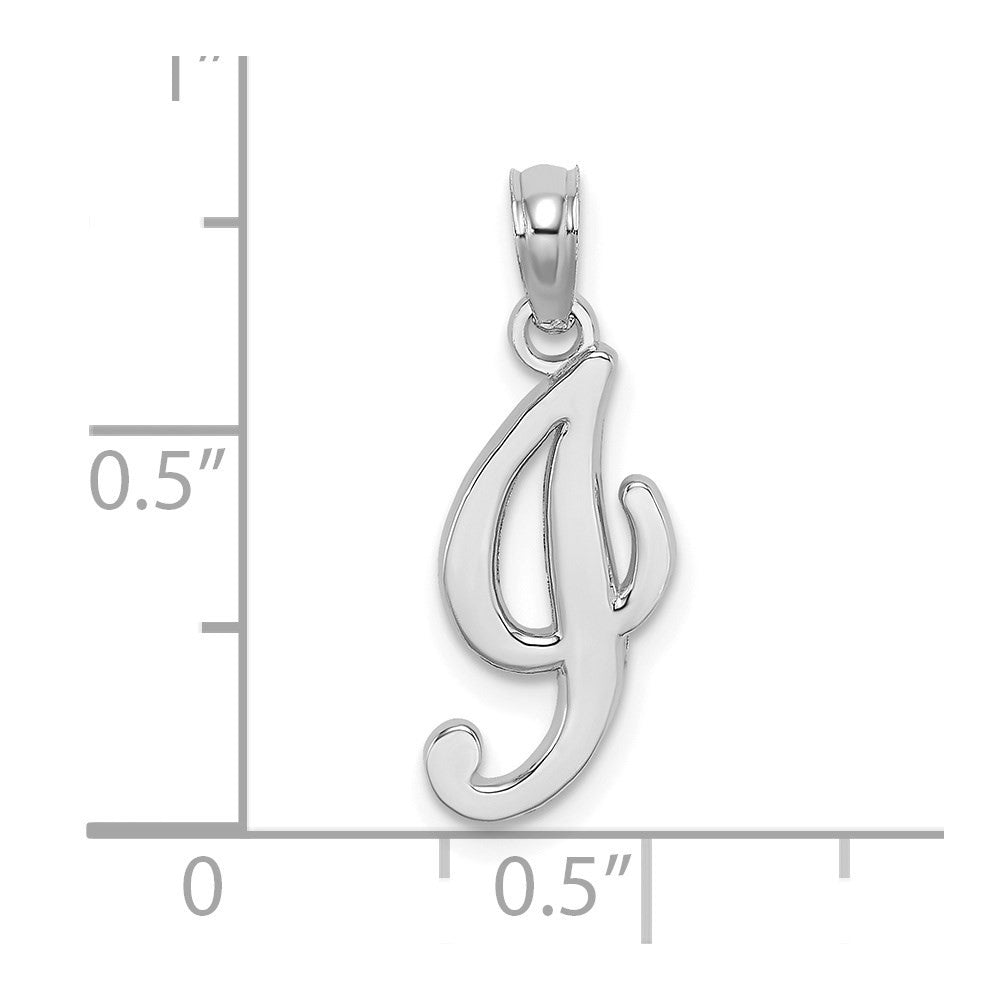 14K White White Gold Script Letter I Initial Pendant