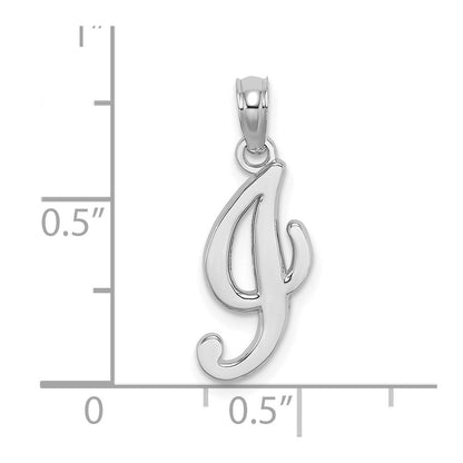 14K White White Gold Script Letter I Initial Pendant