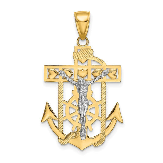 14k Two-tone Gold Mariner's Crucifix Pendant for Women