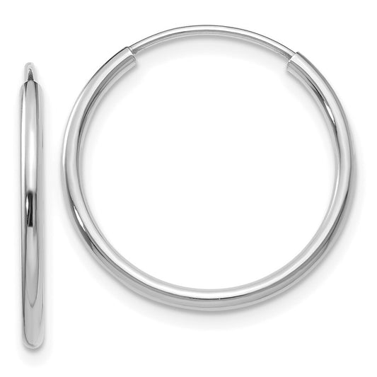 14k White Gold 1.5mm Polished Endless Hoop Earrings Gift for Women