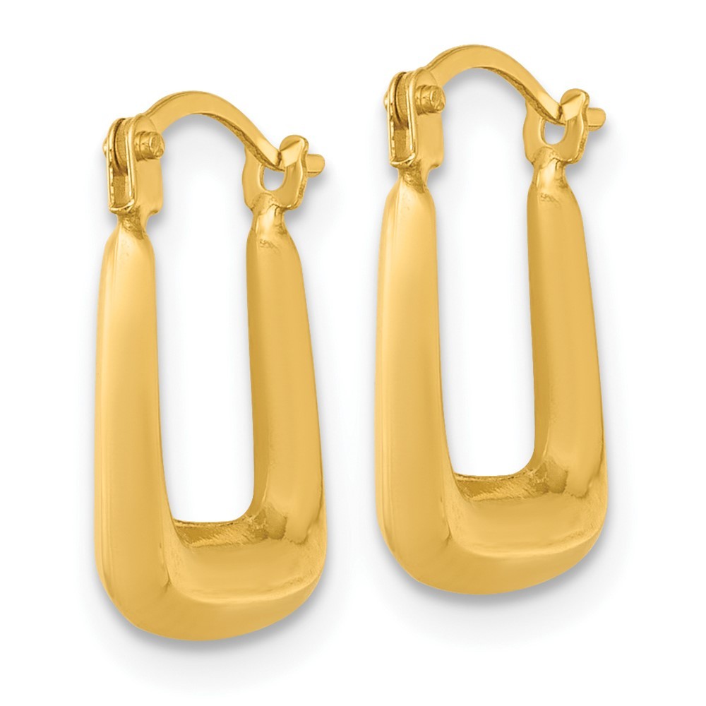 14k Yellow Gold Polished 2.25mm Square Hollow Hoop Earrings