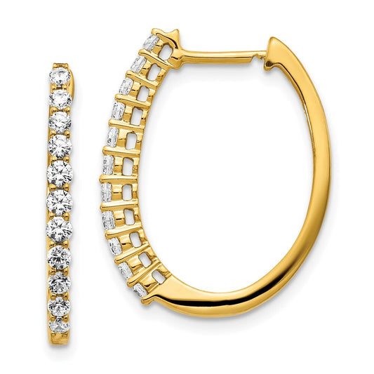 14k Yellow Gold Diamond Hinged Hoop Earrings