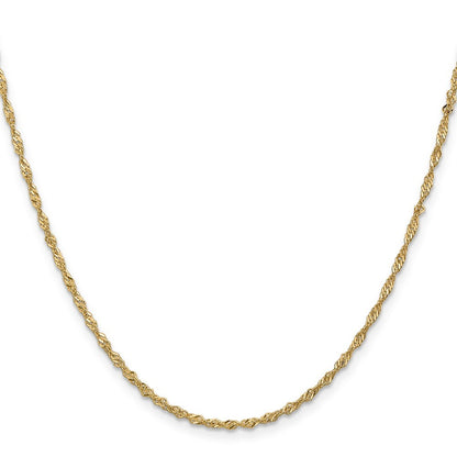 14k Yellow Gold 20 inch 1.70mm Singapore Chain Necklace