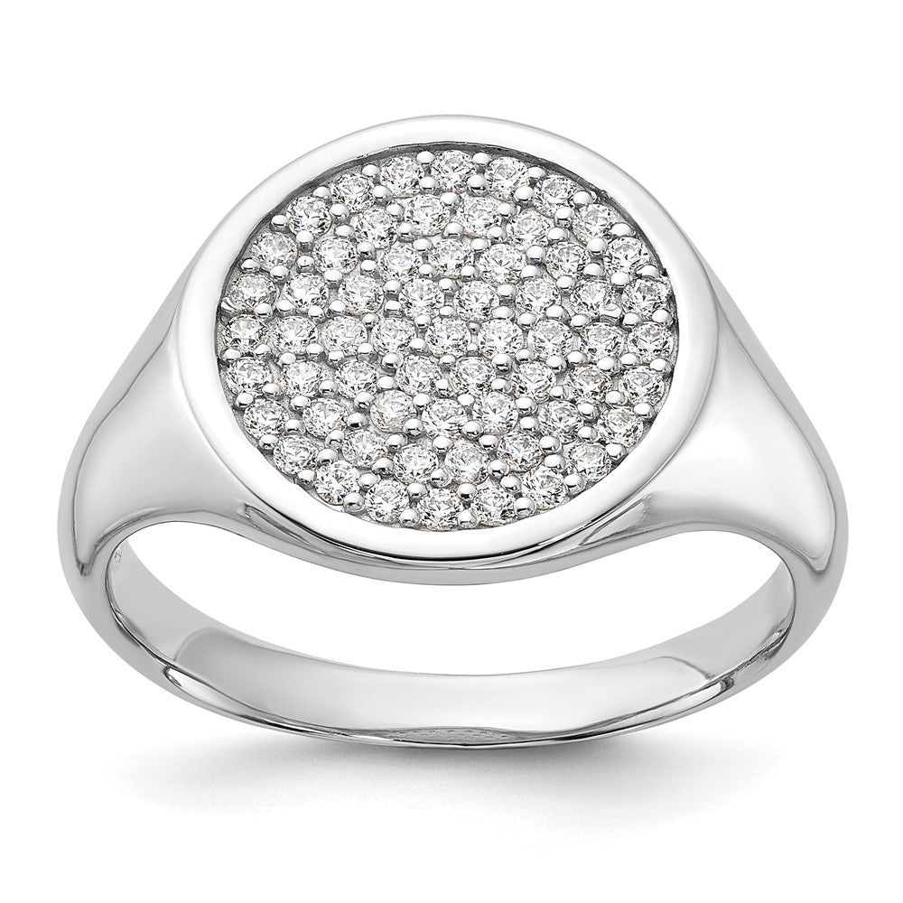 Sterling Silver Rhodium-plated Polished CZ Fashion Men's Ring