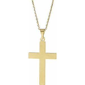 14k Yellow Gold 22x14 mm Cross Pendant Necklace 18"