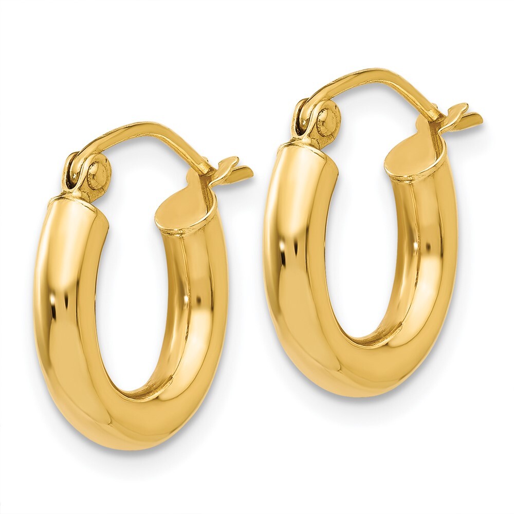 14k Yellow Gold Polished 3mm Tube Hoop Earrings Gift for Women