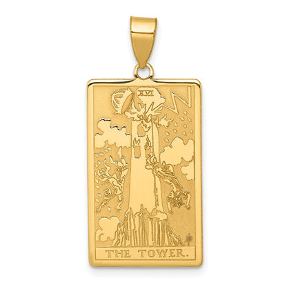 14k Yellow Gold The Tower Tarot Card Pendant for Women