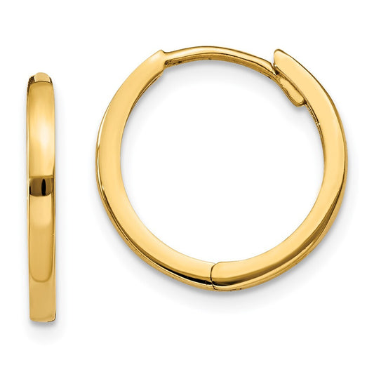 14k Yellow Gold Round Hinged Hoop Earrings Gift for Women