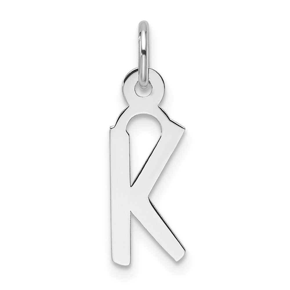 14k White Gold Slanted Block Letter K Initial Charm Pendant for Women