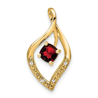 14k Yellow Gold Garnet and Diamond Pendant