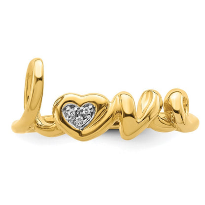 14K Yellow Gold Diamond LOVE Ring Size 7
