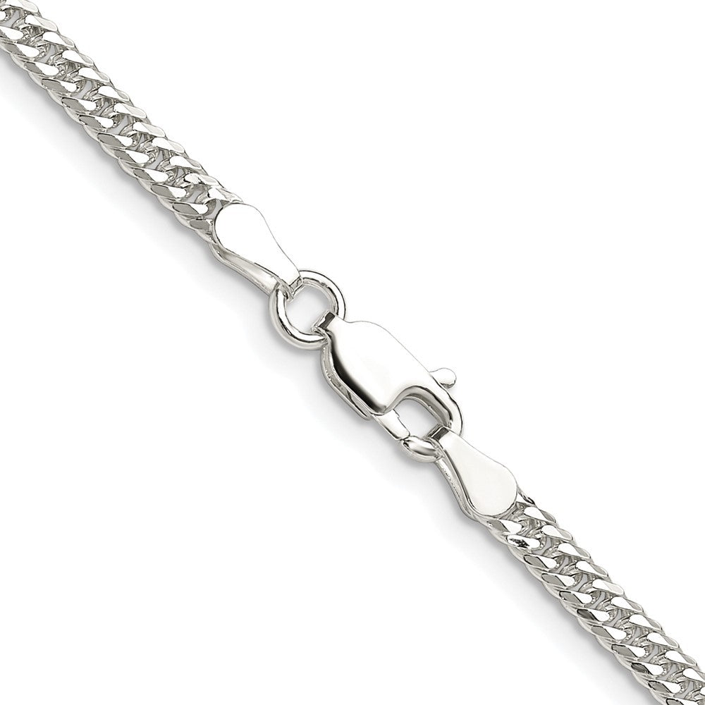 Sterling Silver Rhodium-plated 3.0mm Double Diamond-cut Curb Chain Necklace