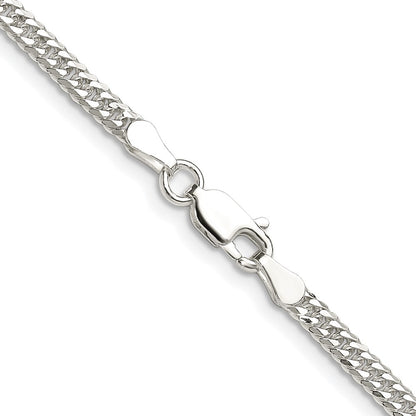 Sterling Silver Rhodium-plated 3.0mm Double Diamond-cut Curb Chain Necklace