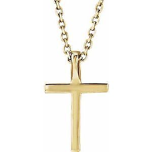 14k Yellow Gold .06 CTW Lab-Grown Diamond Petite Cross 16" Necklace