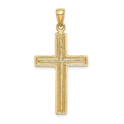 14k Yellow Gold Polished Beaded Cross Charm