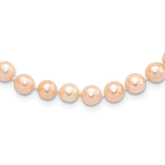 Sterling Silver Rhodium-plated 6-7mm Pink Cultured Pearl Necklace 20"