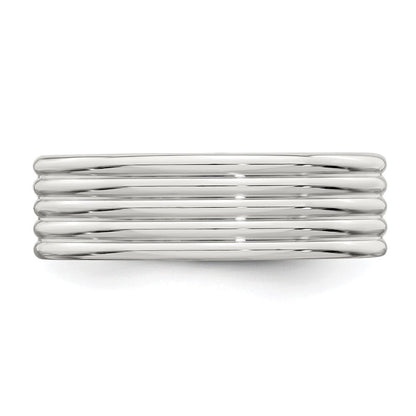 Sterling Silver 7mm Polished 5-Row Fancy Band Size 7