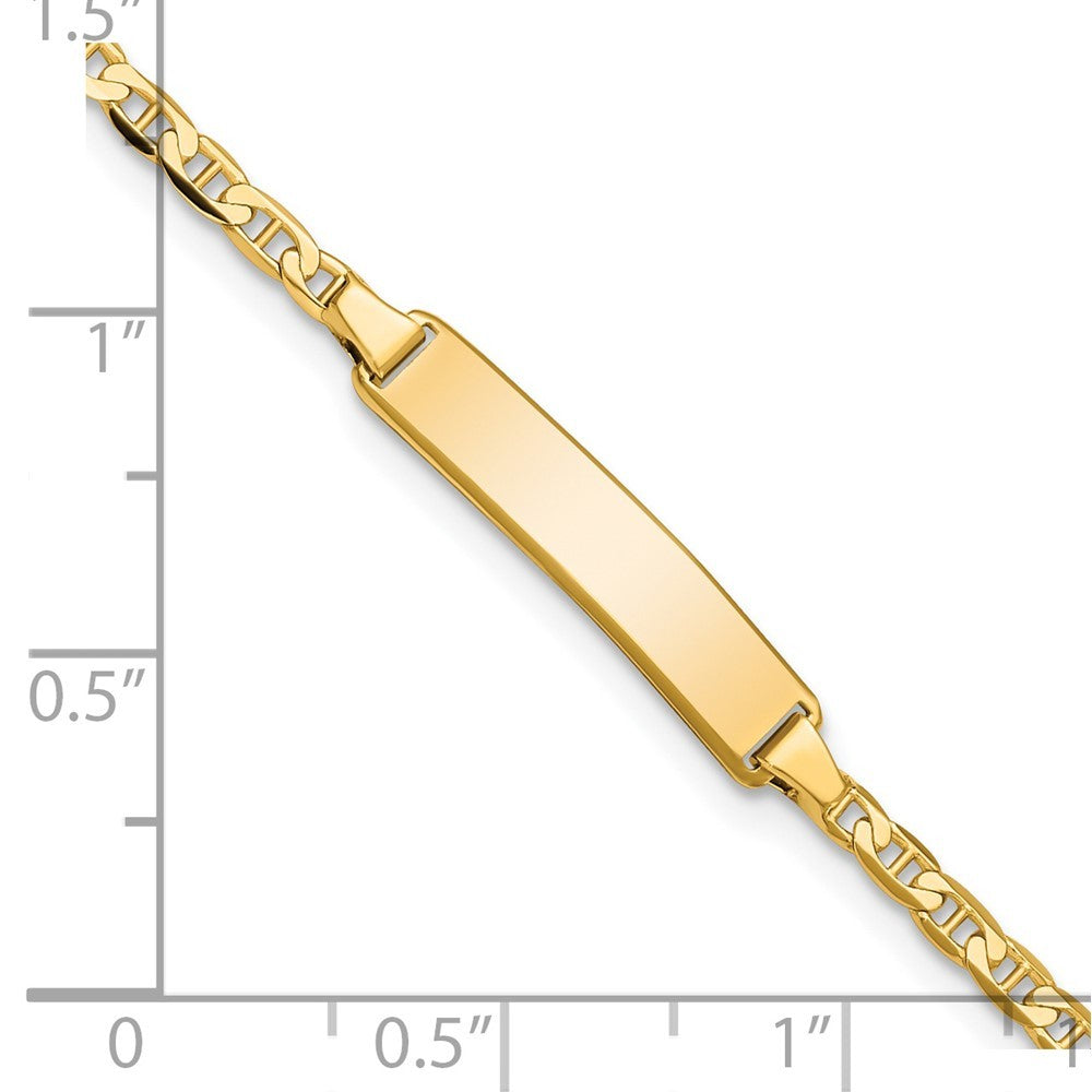 14k Yellow Gold Solid Chain Flat Anchor Link 20x4mm Plate 5.5" ID Bracelet