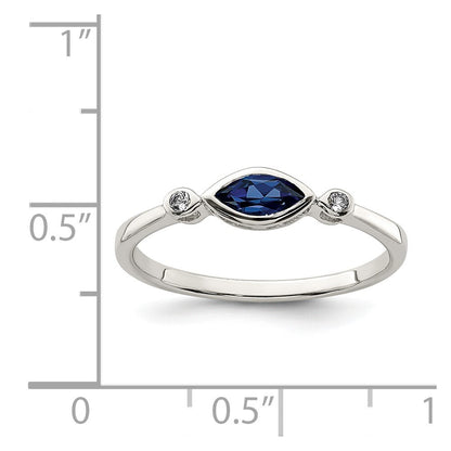 Sterling Silver Rhod-pltd Polished Created Sapphire/White Topaz Ring Size 7