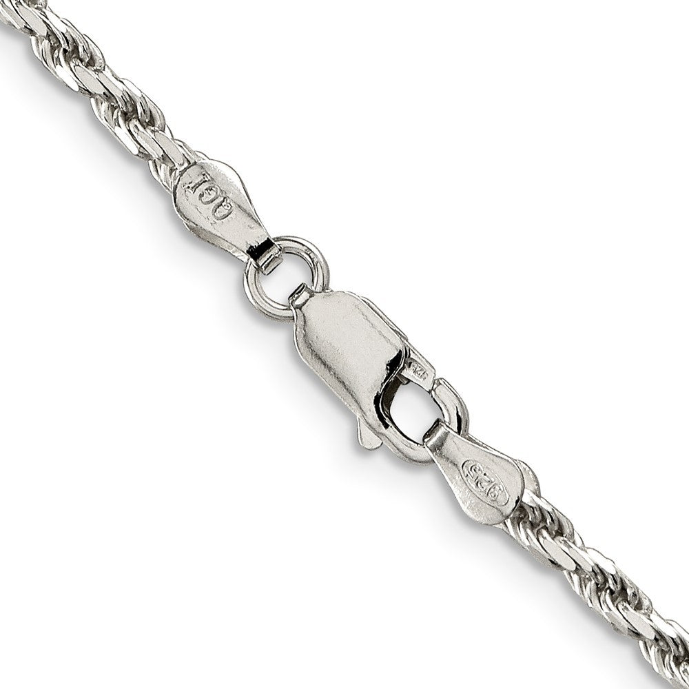 Sterling Silver 2.5mm Diamond-cut Rope Chain Necklace